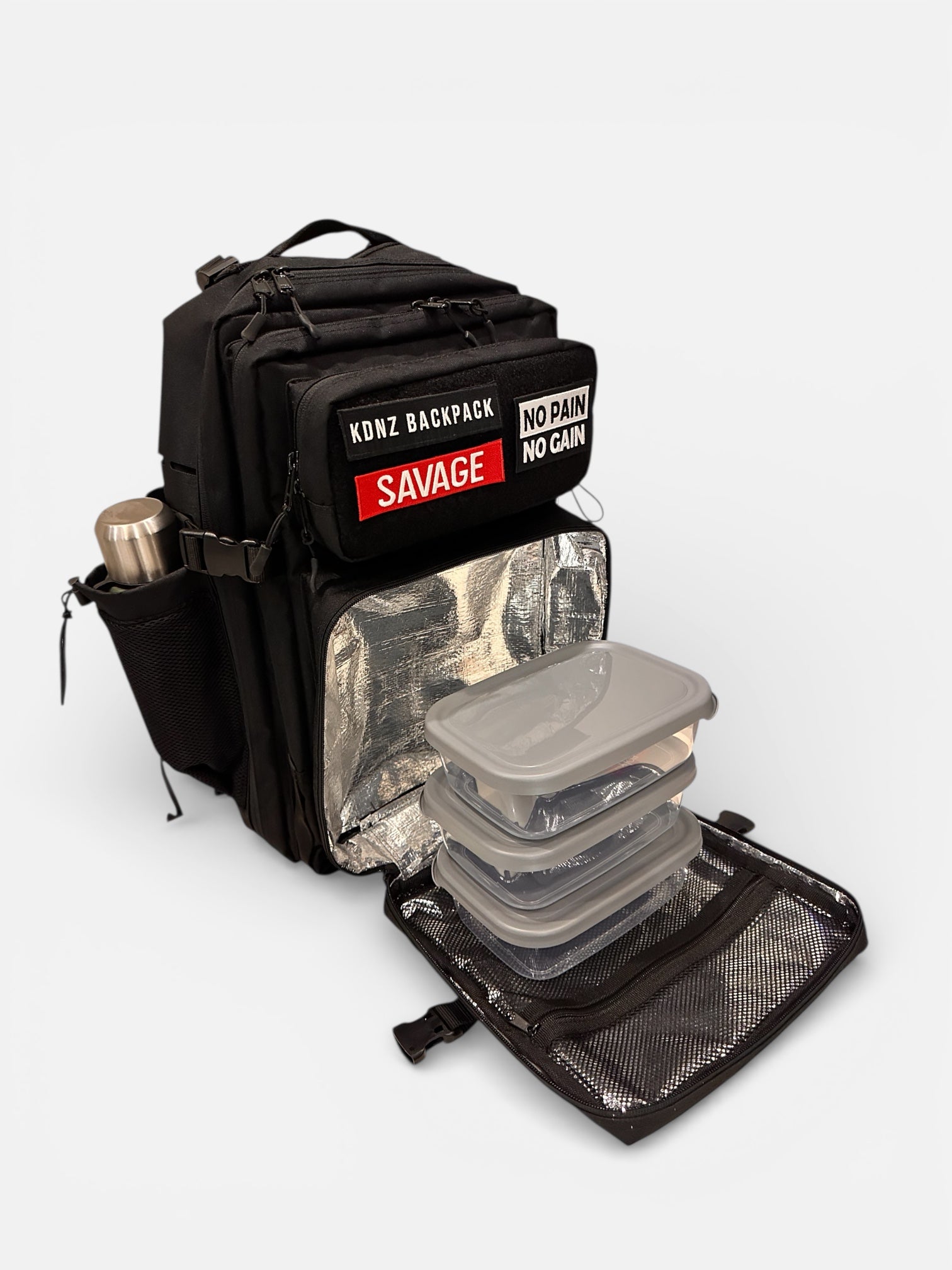 New KDNZ MealPro Tac. 3.0 Black Cordura Ykk 50L Termal Yemek Bölmeli Sırt Çantası 3 Adet Patch Hediyeli