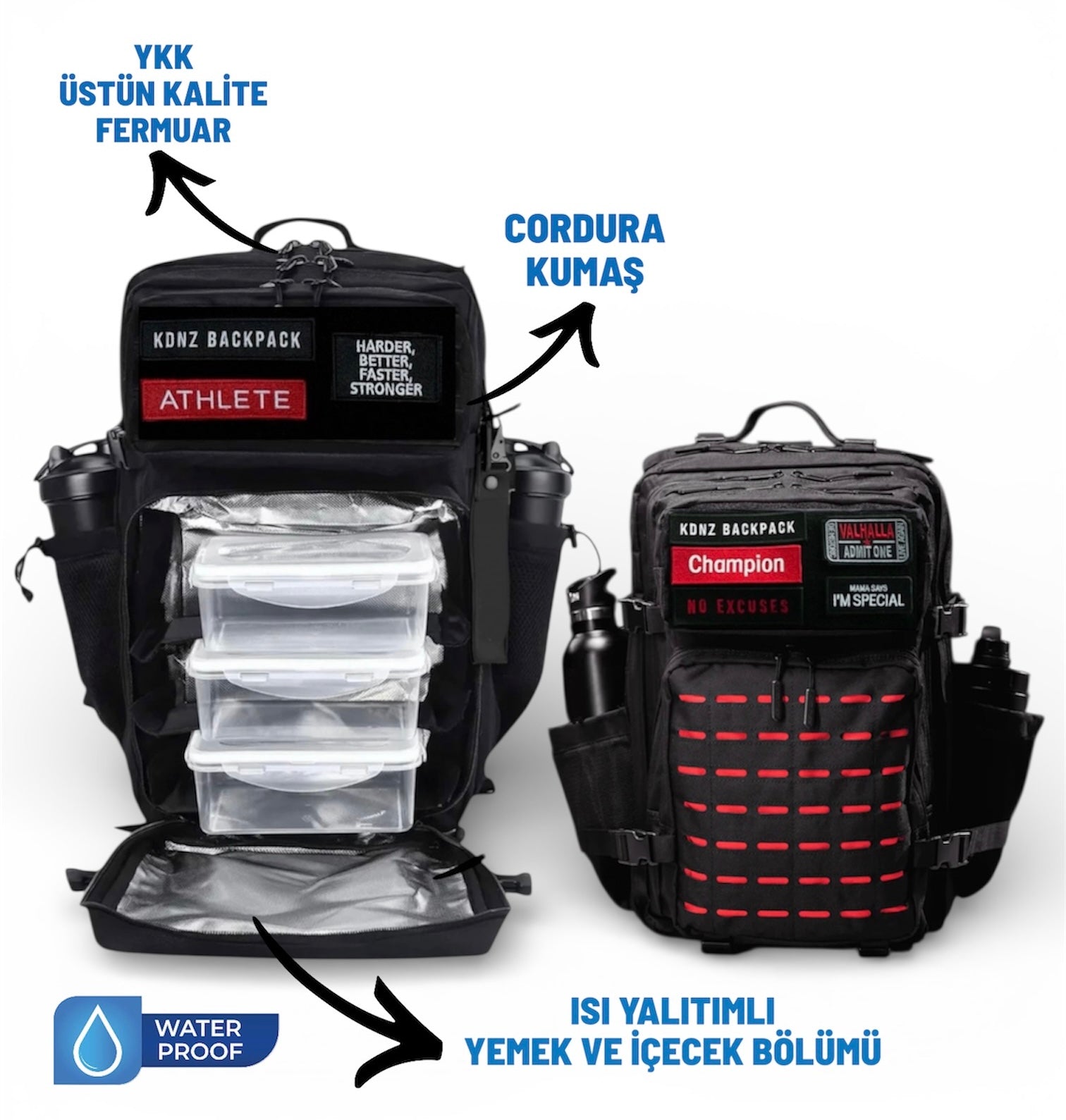 New KDNZ MealPro Tac. 3.0 Limited Edt. Cordura Ykk 50L Termal Yemek Bölmeli Sırt Çantası 3 Adet Patch Hediyeli