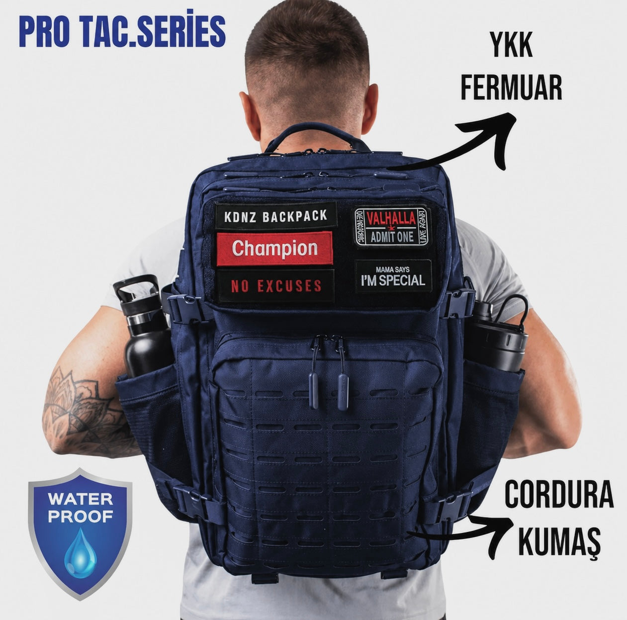 New 3.0 Pro Navy Blue 45L Cordura Backpack with 3 Patches