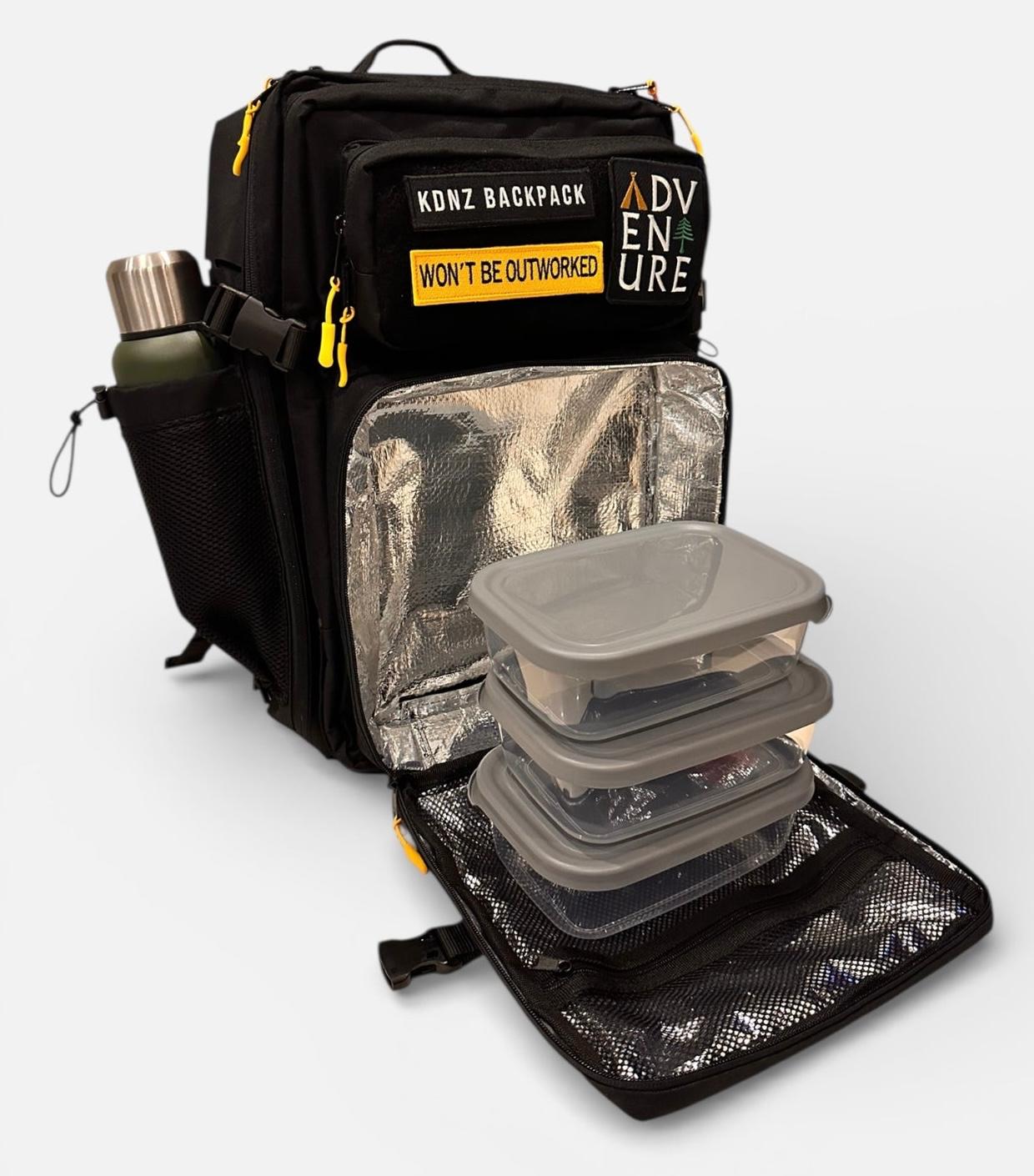 New KDNZ MealPro Tac. 3.0 Yellow Black Cordura Ykk 50L Termal Yemek Bölmeli Sırt Çantası 3 Adet Patch Hediyeli