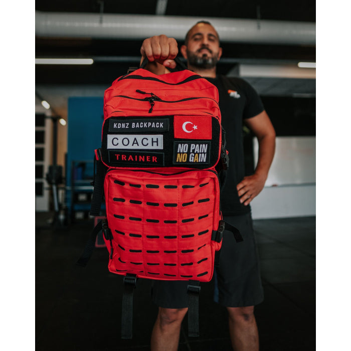 Kdnz Evo 2.0 Large 45L Red Black Sırt Çantası 3 Adet Patch Hediyeli