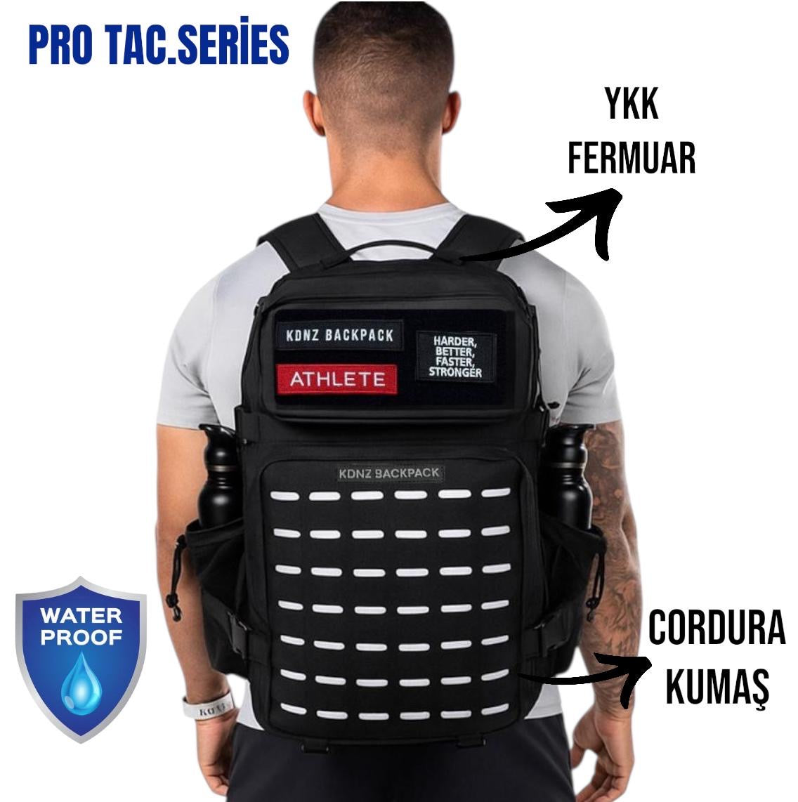 New KDNZ Pro Tac. 3.0 White Black Cordura YKK 45L Sırt Çantası 3 Adet Patch Hediyeli