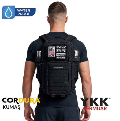 EASTERN SPİRİT PRO Black 20L YKK Fermuar Cordura Kumaş Su Geçirmez Sırt Çantası  “ 2 ADET PATCH HEDİYE ”